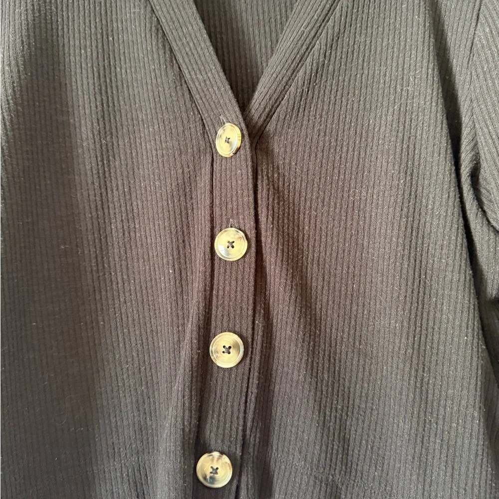 LOFT Black Ribbed Cardigan - Picture 3 of 7